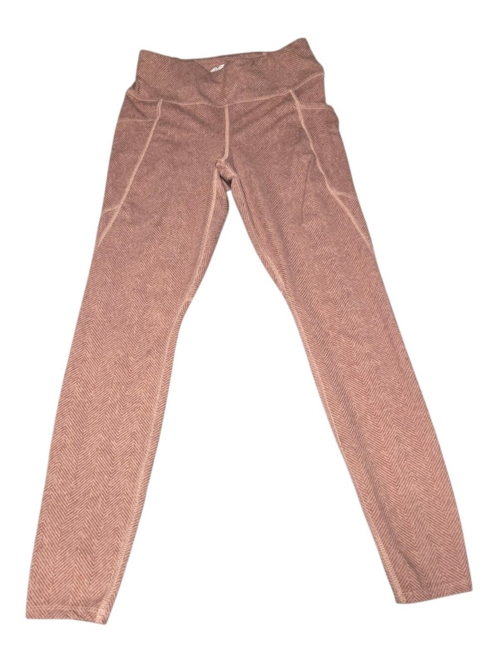 Avia Mauve Geometric Herringbone High Rise Performance Leggings with Pockets S
